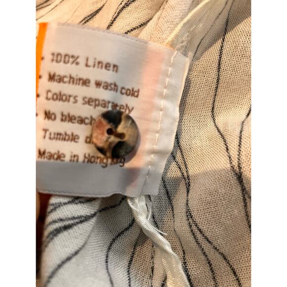 FRIDAZE 4X 100% Linen Women's Blouse Button Up, White Black, Collar, Hi-Low - Picture 6 of 7